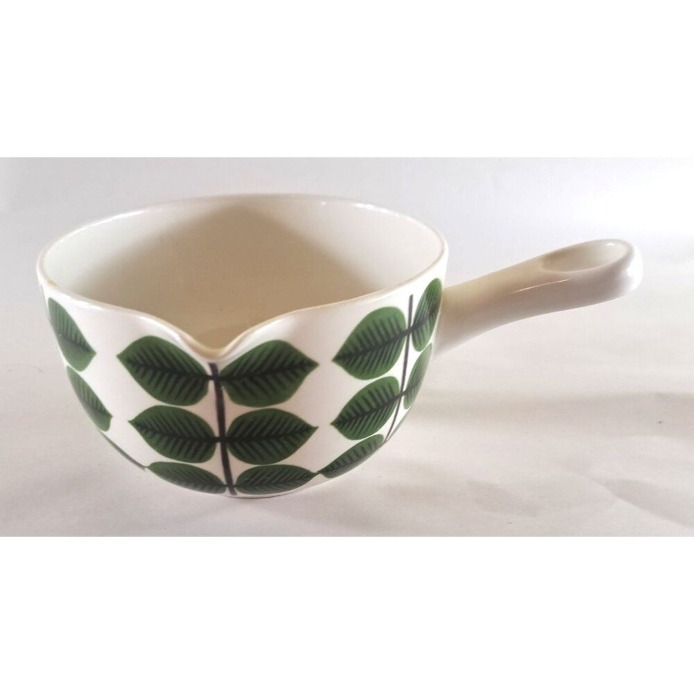 Bersa Gustavsberg Sauce Pot Green Leaf Sweden Spout Lindberg Flintware 1960s